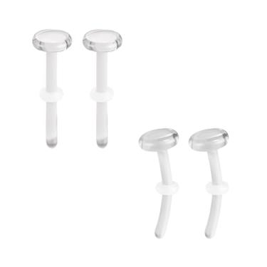 Imagem de AccGin 4 peças de retentores de piercing de vidro | Pinos Pyrex para nariz/orelha/lábio 14G/16G/18G - Retentores transparentes hipoalergênicos, seguros para trabalho/cirurgia