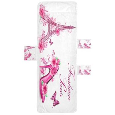 Imagem de STAYTOP Capa de toalha de espreguiçadeira macia de 215,9 cm x 76,2 cm, capas de cadeira de praia com bolsos para jardim, pátio, pátio, banhos de sol, gramado, torre Eiffel de Paris