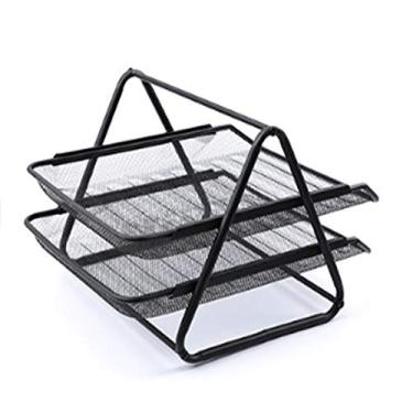 Imagem de LMJYU Organizador de arquivos, organizador de livros, moldura de arquivo, bandeja de metal de ferro, assento, pasta multicamadas, material de escritório, organizador de caixa de armazenamento de mesa