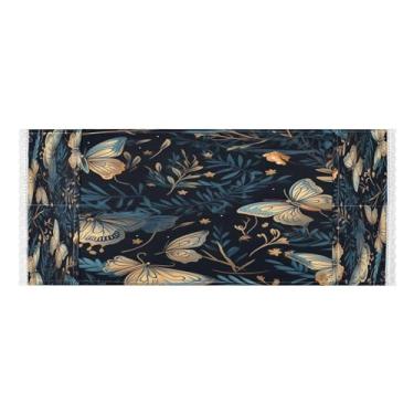 Imagem de Wassud Capas de lavadora e secadora de borboleta azul dourado, protetor de lavadora com sacos de armazenamento, capa de geladeira à prova de poeira com bolsos para lavanderia doméstica, cozinha, 120 x