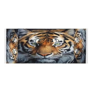 Imagem de Wassud Capas de lavadora e secadora de cabeça de tigre, protetor de lavadora com sacos de armazenamento, capa de geladeira à prova de poeira com bolsos para lavanderia doméstica, cozinha, 120 x 55 cm