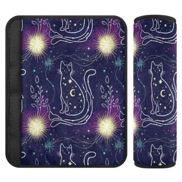 Imagem de Burbuja Capa de cinto de segurança de carro de gato delineado protetor de cinto de segurança macio confortável para alça de ombro de assento, 1 par pequeno