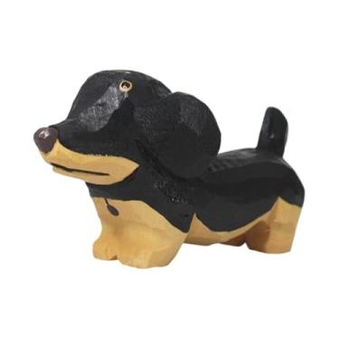 Imagem de Ioensy Estatueta de cachorro Dachshund em madeira esculpida, peça única para decoração de casa ou mesa. Ideal para colecionadores e decoração de ambientes.