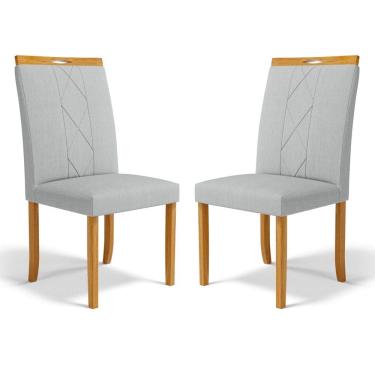 Imagem de Kit Com 2 Cadeiras Ana Madeira Maciça Estofadas Para Mesa De Jantar