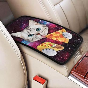 Imagem de DORKEIXIA Galaxy Cat Pizza Taco Sky Engraçado Auto Central Console Apoio de Braço Capa Universal para Console Central de Carro Capa Caixa de Assento para Sedan, Van, SUV, Caminhão Carro Acessórios