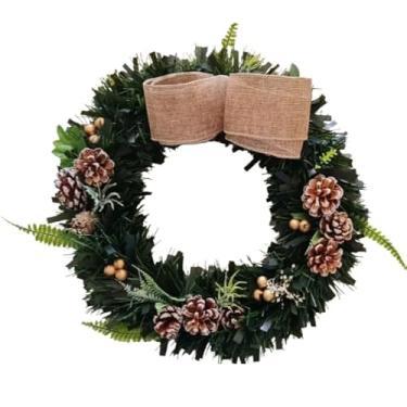 Imagem de Guirlanda De Natal 35cm Para Porta Decoracao De Natal Com Bolas E Arcos Feito A Mao Cores Vibrantes Adequado Para A Sala De Estar Quarto E Jardim