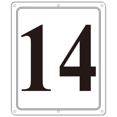 Imagem de i-CowFun Placa numerada de metal premium externa, refletiva de 30,5 x 25,4 cm, placas numeradas de alumínio grandes, 14 para estacionamento, quadra de tênis, campo, armazém, corredor, edifício, doca