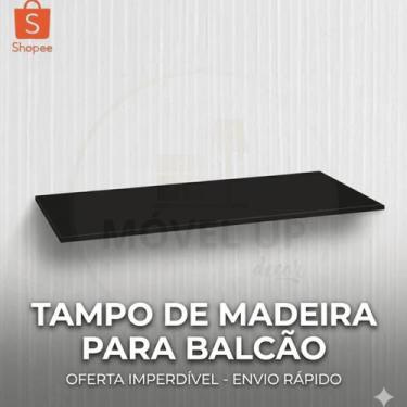 Imagem de Tampo De Cozinha Preto 120x51cm p/ Balcão de Pia Armário Cooktop Em Ma
