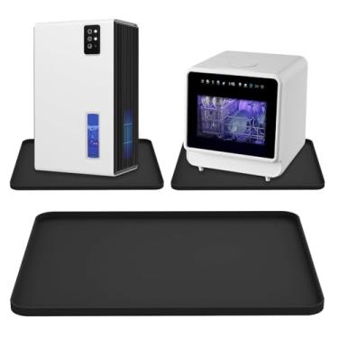 Imagem de QVEEQ Bandeja de gotejamento para desumidificador, 48 cm x 38 cm de silicone com borda elevada, bandeja de gotejamento de ar condicionado de silicone atualizada para evitar vazamento de água e