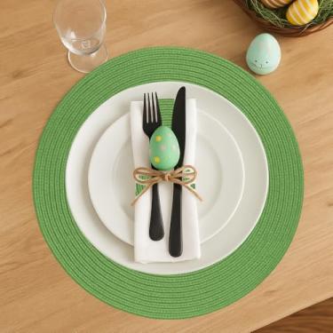 Imagem de Conjunto 6 Peças Jogo Americano Redondo | Design Moderno | Ideal para Refeições e Decoração da Mesa (Verde, 4 peças)