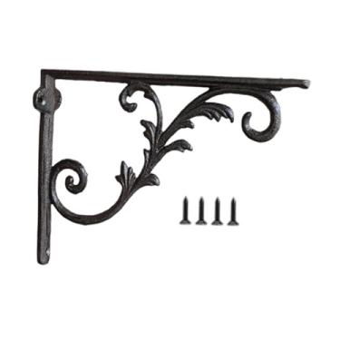 Imagem de IEUDNS Suporte de prateleira decorativo em ferro fundido, preto rústico, cantoneira metálica, suporte de parede em ângulo reto para prateleira, Style C