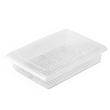 Imagem de Cesto Organizador de Geladeira Com Divisórias Tampa Escorredor Caixa De Conservação Vegetais(Sem dividorias Retangular)