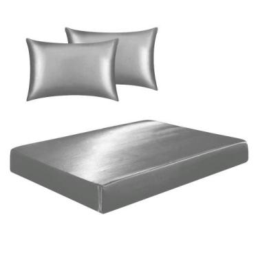 Imagem de Jogo De Lençol Casal Queen Cetim Seda Alto Brilho 3 Peças - Confeccoes
