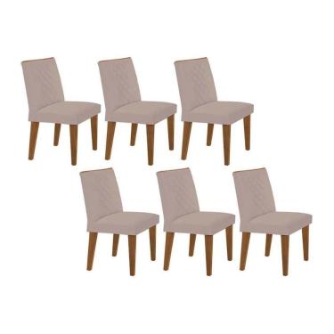 Imagem de Kit 6 Cadeiras Sala Jantar Jade 6 Un Capuccino Suede Creme Rufato
