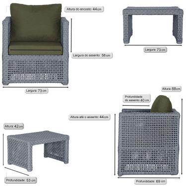 Imagem de Mesa E 2 Poltronas Madri Corda Náutica Estofado 13 Trama Prata