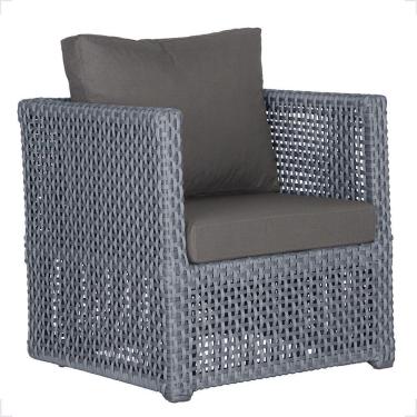 Imagem de 1 Poltrona Madri Alumínio Corda Náutica Estofado 11 Trama Prata