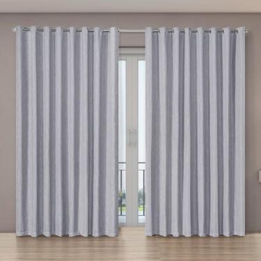 Imagem de Cortina Tecido Blecaute Com Voil Gaze De Linho 4,00m X 2,70m 100% Poliéster - Cinza