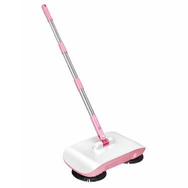 Imagem de Vassoura Varredora Manual 2 em 1 Com Haste Giratória 180° e Design Ultrafino 5 cm, Sistema Espiral para Cabelos e Pelos Ideal para Quarto, Sala e Área com Pets(Rosa)