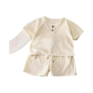 Imagem de Conjunto De Roupas De Algodão Waffle Para Meninos E Meninas De Verão 0