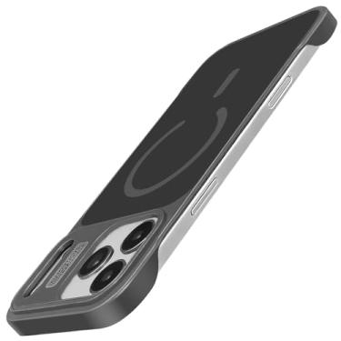 Imagem de Omio Capa fina para iPhone 17 Pro Max compatível com MagSafe, amortecedor magnético ultrafino sem moldura, design minimalista, fixe, capa para telemóvel, à prova de choque, fosca, rígida, para homens
