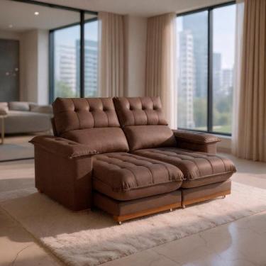 Imagem de Sofá 2 Lugares 2,00m Retrátil e Reclinável Milano Bom Pastor, Marrom V