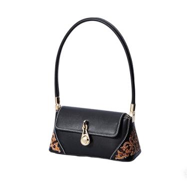 Imagem de Bolsa feminina dourada, bolsa estruturada e transversal, perfeita para uso diário, trabalho e compras, preta