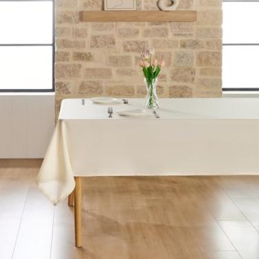 Imagem de Wuluwala Toalha de mesa rústica para mesas de jantar, toalha de mesa simples de cor sólida, toalha de mesa resistente, tecido lavável, impermeável, capa de mesa para cozinha, uso interno e externo