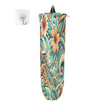 Imagem de Suporte de armazenamento de saco de compras estilo havaiano, dispensador de sacolas de supermercado, organizador de sacolas para armazenamento de sacolas plásticas de cozinha