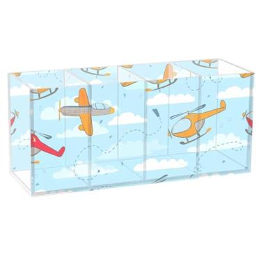 Imagem de TSENQUE Porta-canetas engraçadas e fofas de avião, helicóptero, azul celeste, fofo, para mesa, porta-canetas, pincéis, porta-canetas, armazenamento de lápis, arte, artesanato, organizador de mesa