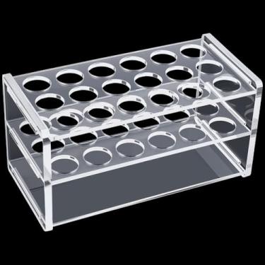 Imagem de CRASPIRE Rack de tubo de ensaio de acrílico transparente de 10/15 ml, 18 poços, 17 mm, tubos de centrífuga de 3 camadas, suporte de seringa, organizador de mesa transparente para canetas de teste de