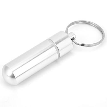Imagem de Generic Mini Estojo Porta Comprimidos de Liga de Alumínio à Prova D'água Com Chaveiro para Viagens Ao Ar Livre, Estojo para Comprimidos de Emergência para Viajantes, Prata, Tamanho Pequeno
