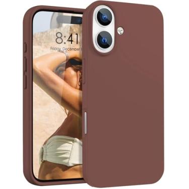 Imagem de Capa de silicone para iPhone 17 leve, acabamento fosco liso selim marrom