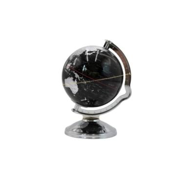 Imagem de Cofre Globo Mapa Secreto Elegante Plástico Resistente Guarda Objetos Moderno Decoração Ambiente (Preto com Prata)
