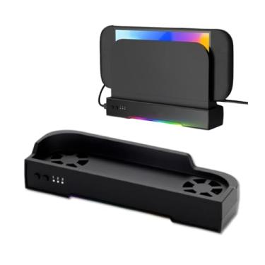 Imagem de EBTOOLS Base Com Ventilador De Resfriamento Para Console, 3 Velocidades Ajustáveis, 8 Iluminação Rgb, Fluxo De Ar Aberto, Ventilador Duplo Para Montagem Na Parede, Alimentação Usb