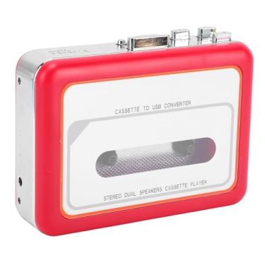 Imagem de Zopsc Conversor de Cassete USB para MP3, Reprodutor de Fita Vintage Com Alto-falante Grande, Entrada para Fone de Ouvido e Fone de Ouvido, Som Nítido, Reprodutor de áudio de Música (vermelho)