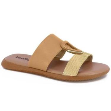 Imagem de Chinelo Slide Rasteiro Amêndoa Usaflex MM0601-Feminino