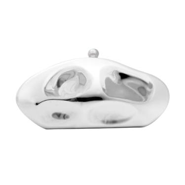 Imagem de Tmore Bolsas de mão de acrílico femininas metálicas com corrente bolsa noturna de acrílico para casamento, Prata., One Size