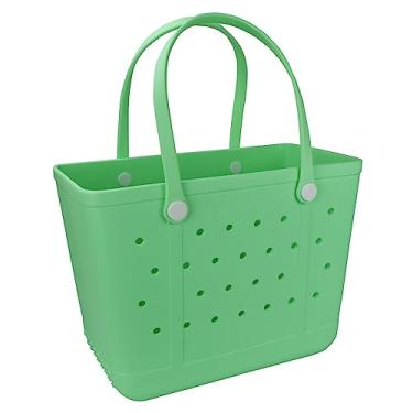 Imagem de lasierwo Bolsa de praia de borracha para mulheres, grande, à prova de areia, para esportes ao ar livre na praia, Verde pálido, X-Large