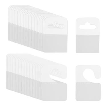 Imagem de PATIKIL Abas para pendurar 3,5 x 5,5 cm / 2,5 x 4,5 cm, 120 peças de etiquetas transparentes para pendurar abas autoadesivas, etiquetas de orifício de fenda para lojas de varejo, expositores, ganchos