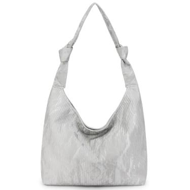 Imagem de TINYAT Bolsa feminina pequena Hobo Bolsa de ombro para trabalho Bolsa tiracolo Bolsa casual, Prata Pu/5215, Lazer