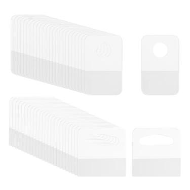 Imagem de PATIKIL Abas para pendurar 3,5 x 4,5 x 4,8 cm, 120 peças de etiquetas transparentes para pendurar abas autoadesivas, etiquetas de orifício para lojas de varejo, lojas, expositores, ganchos de parede