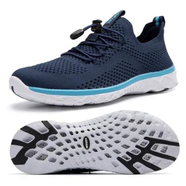 Imagem de KOLILI Sapatos aquáticos femininos elegantes, tênis para caminhada com suporte de arco, melhor para esportes aquáticos, viagens e caminhadas, Azul-marinho/Aqua, 6