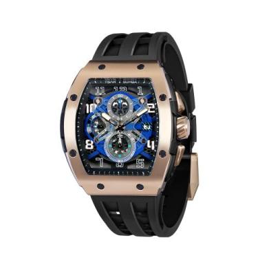 Imagem de Relógio TSAR BOMBA Tonneau Luxury Waterproof 50m para homens 8211-Gold
