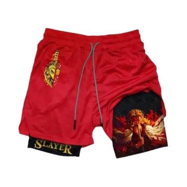 Imagem de Shorts De Treino Masculino 2 Em 1 De Secagem Rápida Kimetsu No Yaiba D