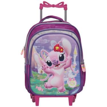 Imagem de Mochila Infantil De Rodinhas Lilo E Stitch Angel Cor Roxo - Plike