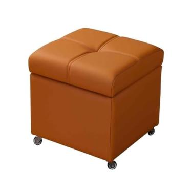 Imagem de Cubo De Assento Com Rodízios Giratórios Para Sofá Cadeira Banco Otomano Banquinho Móvel Para Sala De Estar E Quarto(Turmeric,40cm/15.7in)