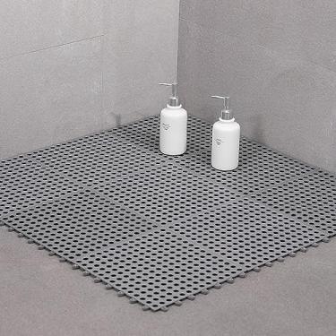 Imagem de Mingzhe Tapete de Banheiro para Evitar Escorregar, Tapete de Banho Interno Confortável Emendado, Cozinhas, Residências (Cinza Escuro)