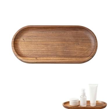 Imagem de LIFTATAPA Bandeja de madeira pequena, bandejas ovais de 23 x 10 cm, bandeja de madeira de acácia para mesas de café, sobremesa, lanche, frutas, bandeja de banheiro tábua de charcutaria para decoração