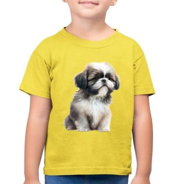 Imagem de Camiseta Algodão Infantil Cachorro Shih Tzu Filhote - Foca na Moda, Am
