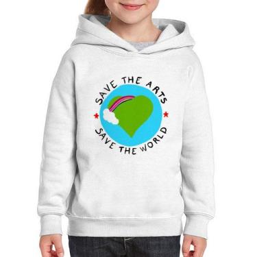 Imagem de Moletom Infantil Save The Arts Save The World - Foca na Moda, Branco, 
